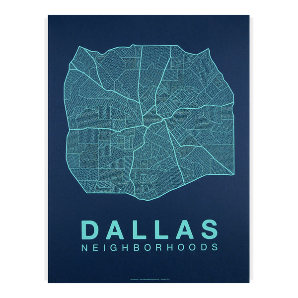 Dallas Neighborhood Map Poster, Dallas City Map Art Print