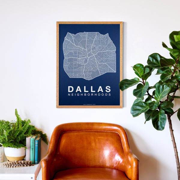 Dallas Neighborhood Map Poster, Dallas City Map Art Print
