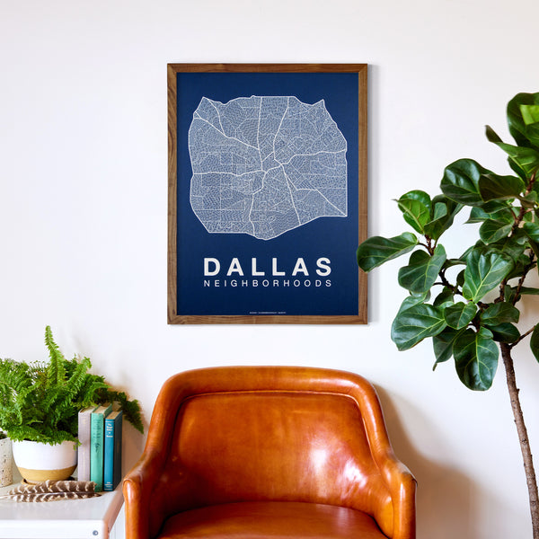 Dallas Neighborhood Map Poster, Dallas City Map Art Print