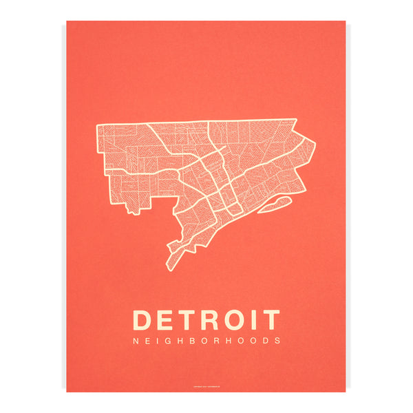 Detroit Neighborhood Map Poster, Detroit City Map Art Print