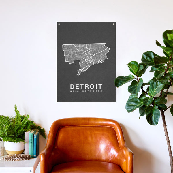 Detroit Neighborhood Map Poster, Detroit City Map Art Print