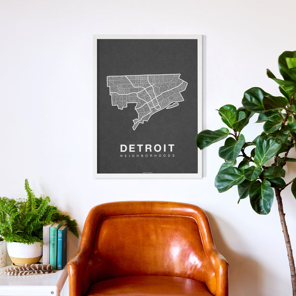 Detroit Neighborhood Map Poster, Detroit City Map Art Print