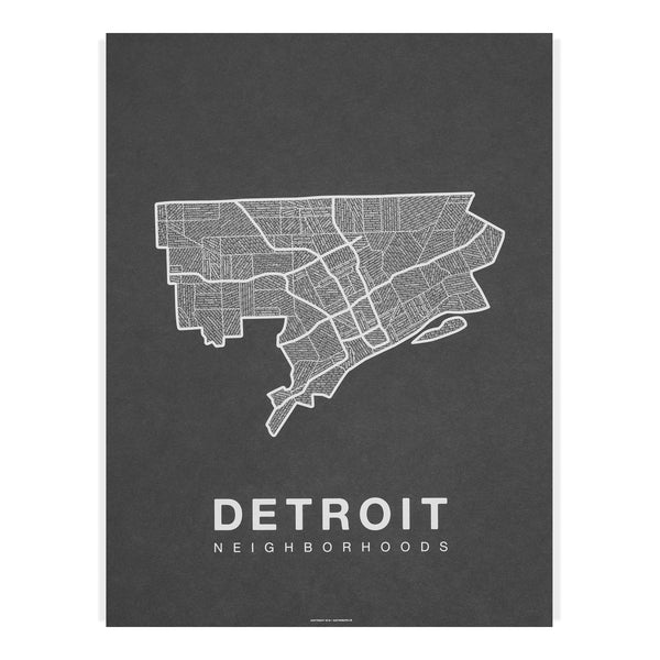 Detroit Neighborhood Map Poster, Detroit City Map Art Print