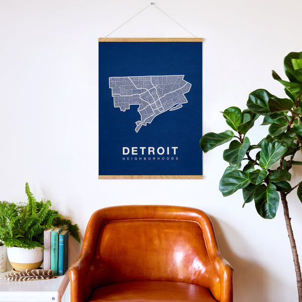 Detroit Neighborhood Map Poster, Detroit City Map Art Print