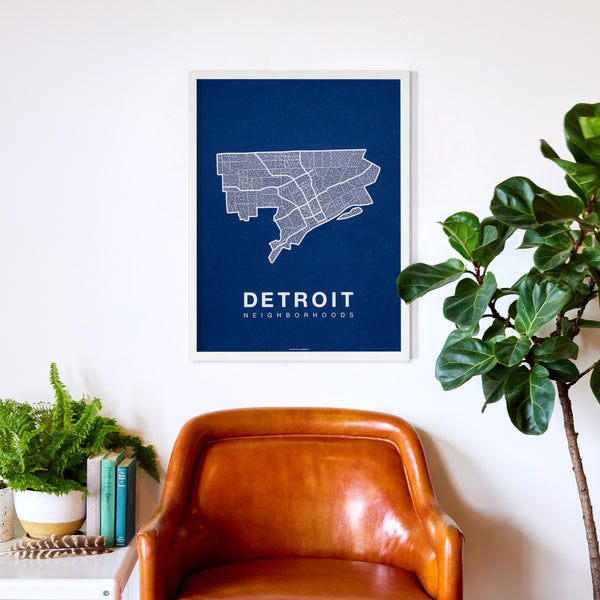 Detroit Neighborhood Map Poster, Detroit City Map Art Print