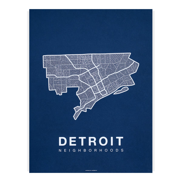 Detroit Neighborhood Map Poster, Detroit City Map Art Print