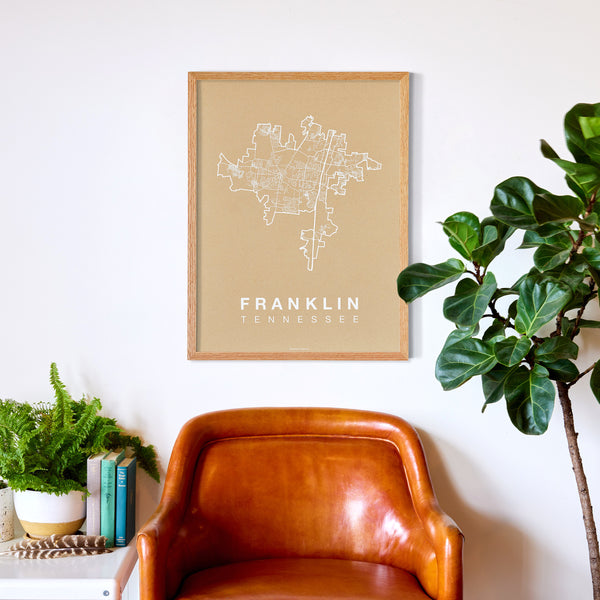 Franklin Neighborhood Map Poster, Franklin City Map Art Print