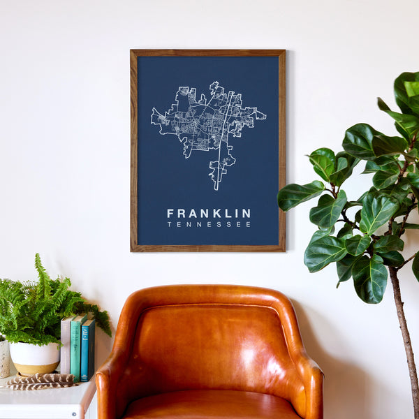 Franklin Neighborhood Map Poster, Franklin City Map Art Print