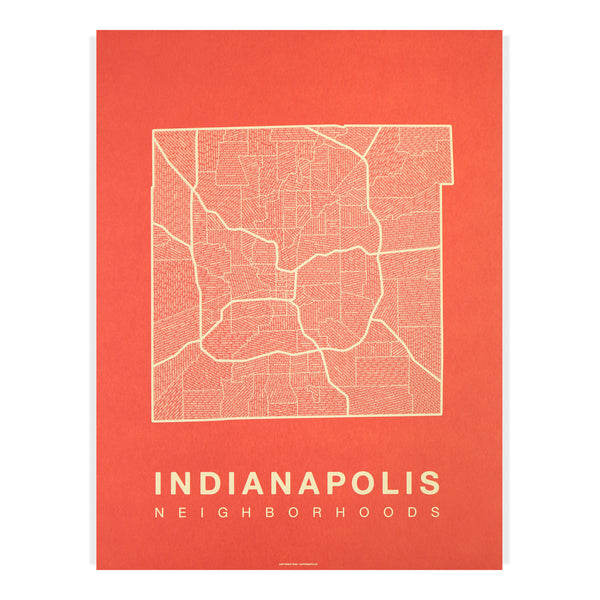 Indianapolis Neighborhood Map Poster, Indianapolis City Map Art Print