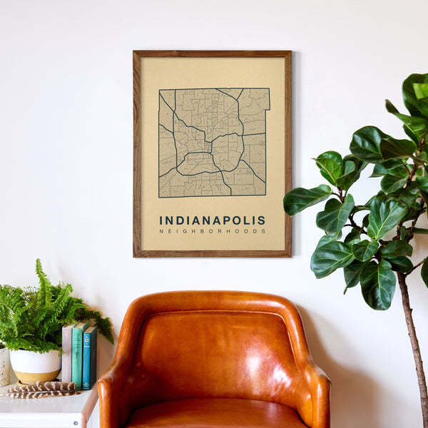 Indianapolis Neighborhood Map Poster, Indianapolis City Map Art Print