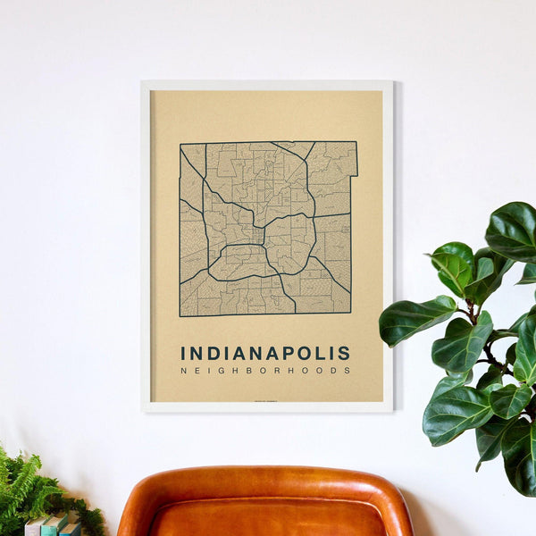 Indianapolis Neighborhood Map Poster, Indianapolis City Map Art Print