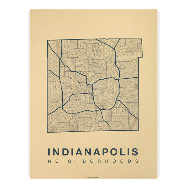 Indianapolis Neighborhood Map Poster, Indianapolis City Map Art Print