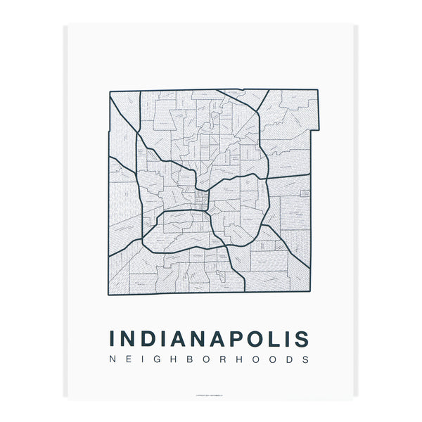 Indianapolis Neighborhood Map Poster, Indianapolis City Map Art Print