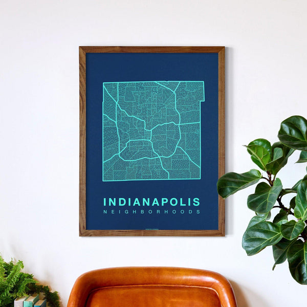 Indianapolis Neighborhood Map Poster, Indianapolis City Map Art Print