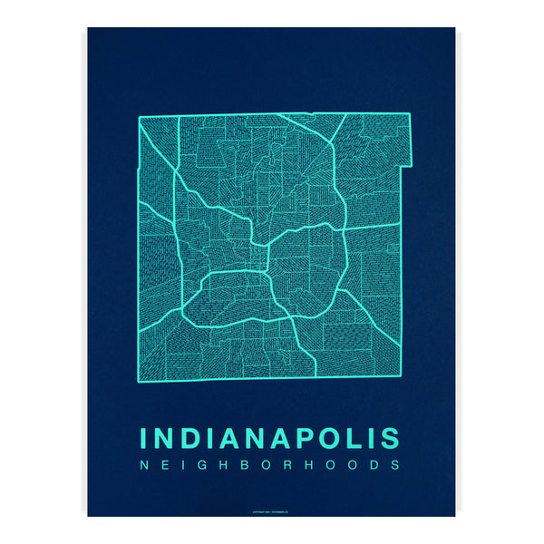 Indianapolis Neighborhood Map Poster, Indianapolis City Map Art Print