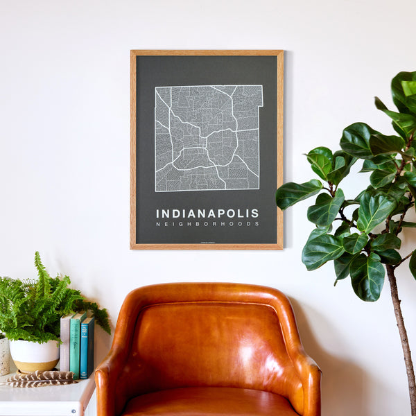 Indianapolis Neighborhood Map Poster, Indianapolis City Map Art Print
