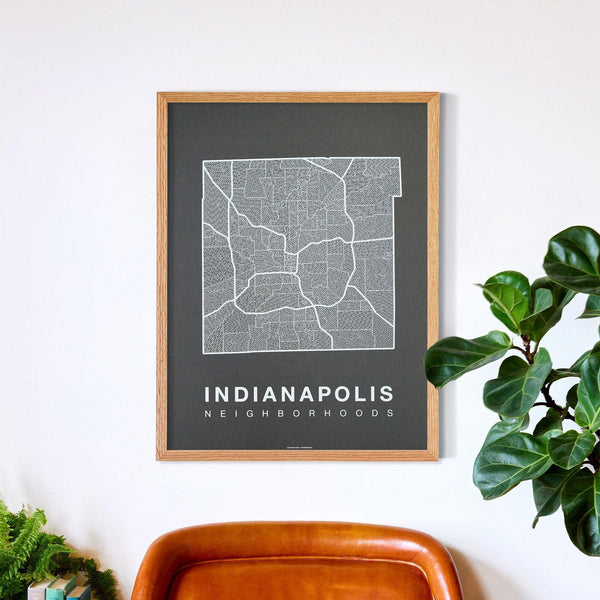 Indianapolis Neighborhood Map Poster, Indianapolis City Map Art Print