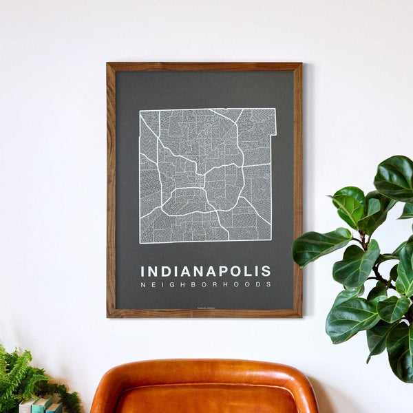 Indianapolis Neighborhood Map Poster, Indianapolis City Map Art Print