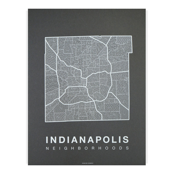 Indianapolis Neighborhood Map Poster, Indianapolis City Map Art Print