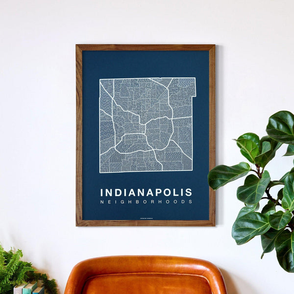 Indianapolis Neighborhood Map Poster, Indianapolis City Map Art Print