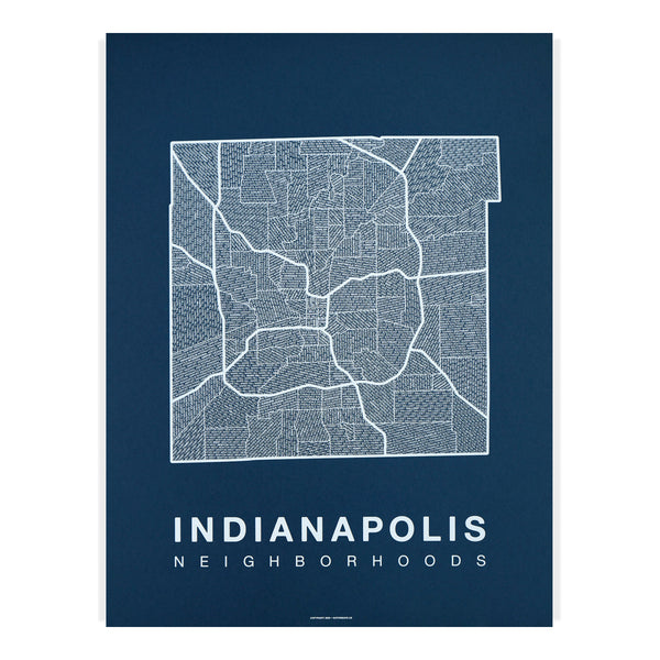 Indianapolis Neighborhood Map Poster, Indianapolis City Map Art Print