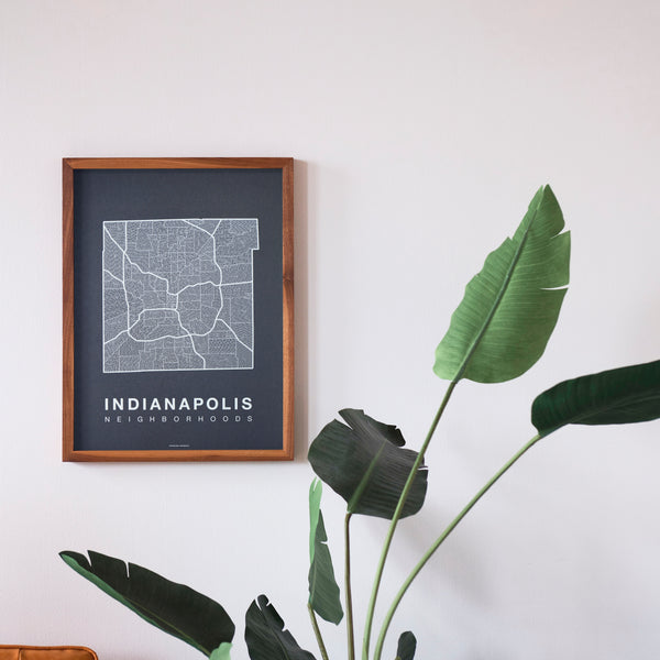 Indianapolis Neighborhood Map Poster, Indianapolis City Map Art Print