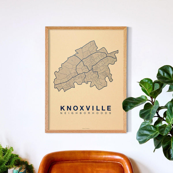 Knoxville Neighborhood Map Poster, Knoxville City Map Art Print