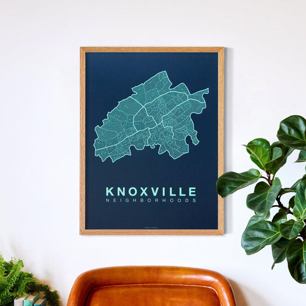 Knoxville Neighborhood Map Poster, Knoxville City Map Art Print