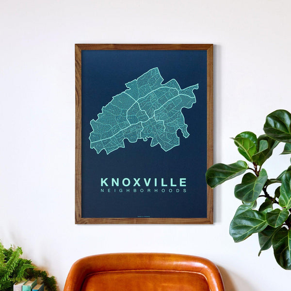 Knoxville Neighborhood Map Poster, Knoxville City Map Art Print