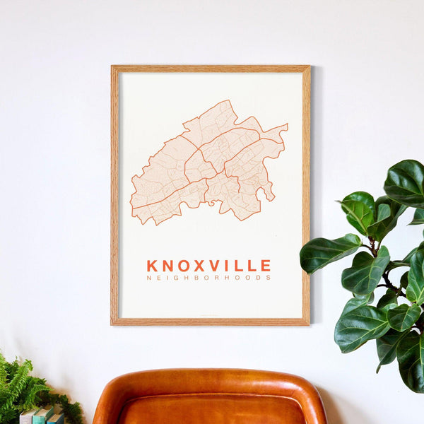 Knoxville Neighborhood Map Poster, Knoxville City Map Art Print
