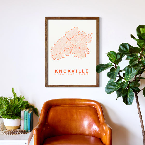 Knoxville Neighborhood Map Poster, Knoxville City Map Art Print