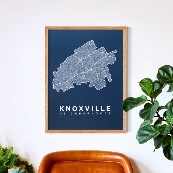 Knoxville Neighborhood Map Poster, Knoxville City Map Art Print