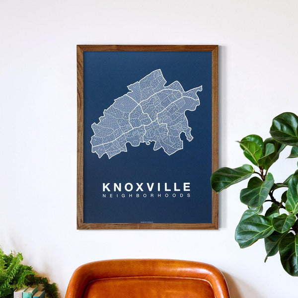 Knoxville Neighborhood Map Poster, Knoxville City Map Art Print