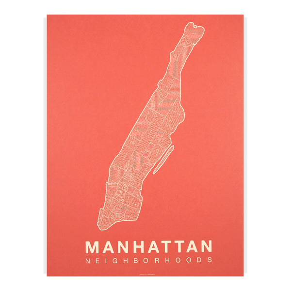 Manhattan Neighborhood Map Poster, Manhattan City Map Art Print
