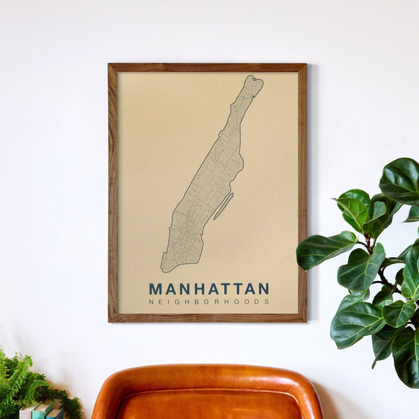 Manhattan Neighborhood Map Poster, Manhattan City Map Art Print