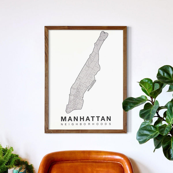 Manhattan Neighborhood Map Poster, Manhattan City Map Art Print