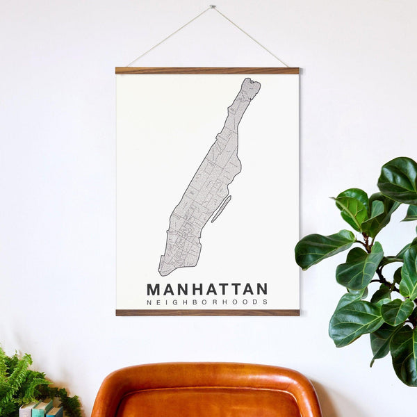 Manhattan Neighborhood Map Poster, Manhattan City Map Art Print