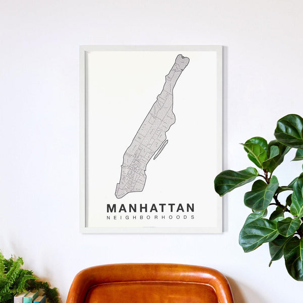 Manhattan Neighborhood Map Poster, Manhattan City Map Art Print