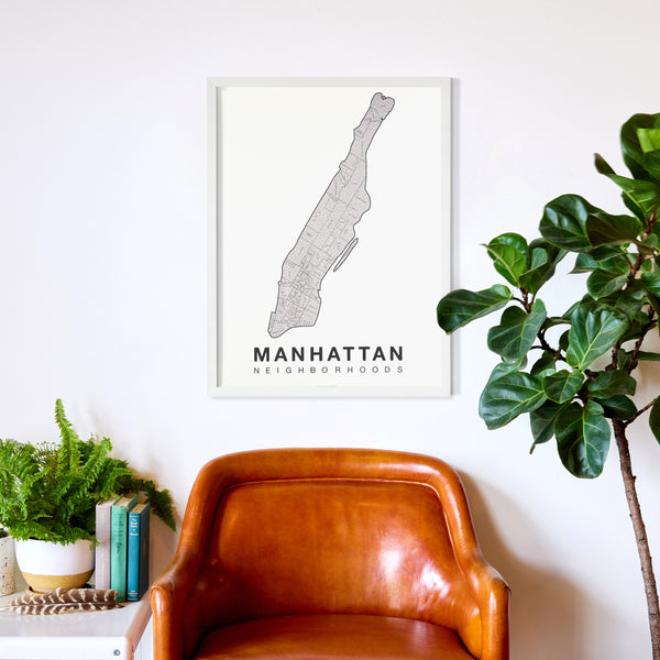 Manhattan Neighborhood Map Poster, Manhattan City Map Art Print