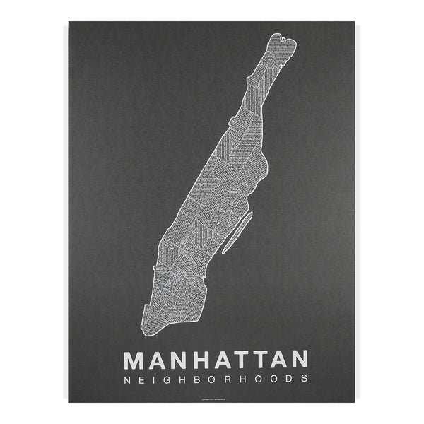 Manhattan Neighborhood Map Poster, Manhattan City Map Art Print
