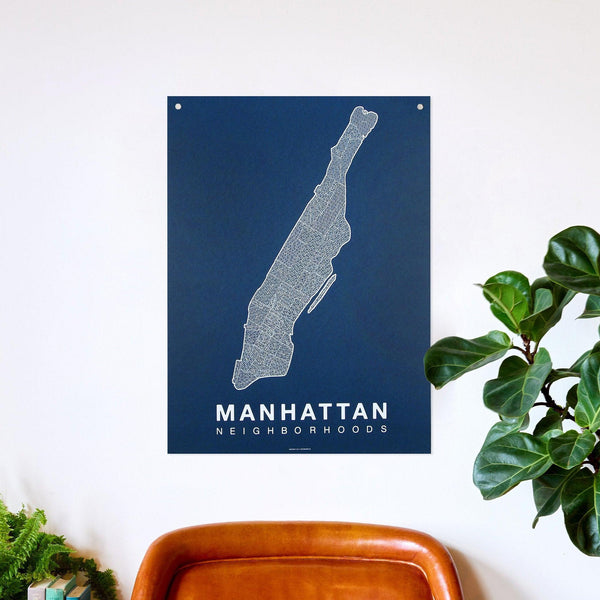 Manhattan Neighborhood Map Poster, Manhattan City Map Art Print
