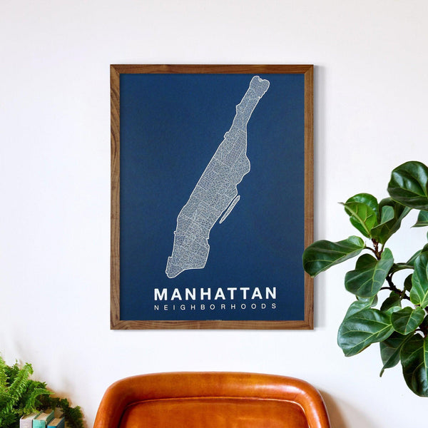 Manhattan Neighborhood Map Poster, Manhattan City Map Art Print