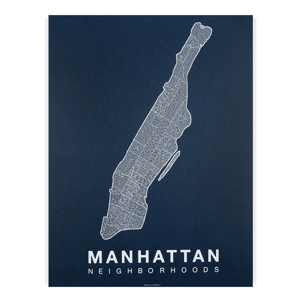 Manhattan Neighborhood Map Poster, Manhattan City Map Art Print
