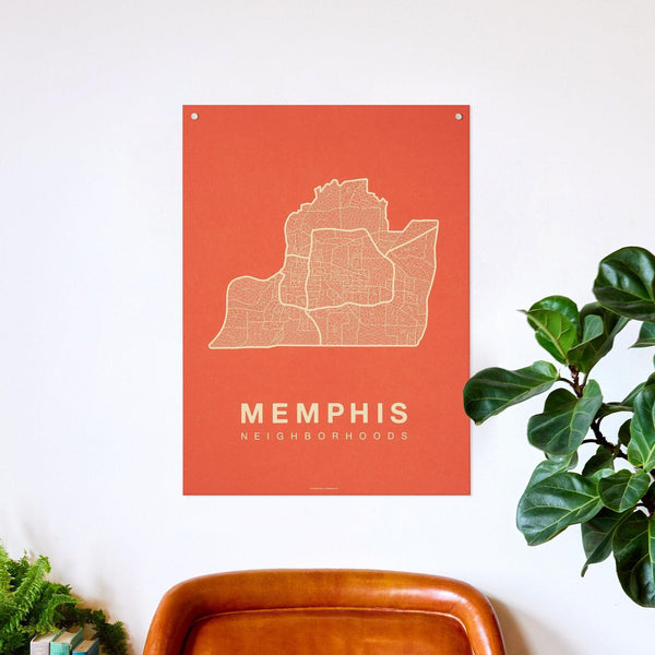 Memphis Neighborhood Map Poster, Memphis City Map Art Print
