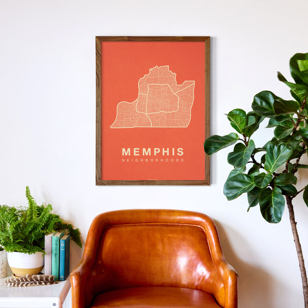 Memphis Neighborhood Map Poster, Memphis City Map Art Print