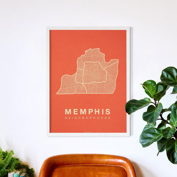 Memphis Neighborhood Map Poster, Memphis City Map Art Print