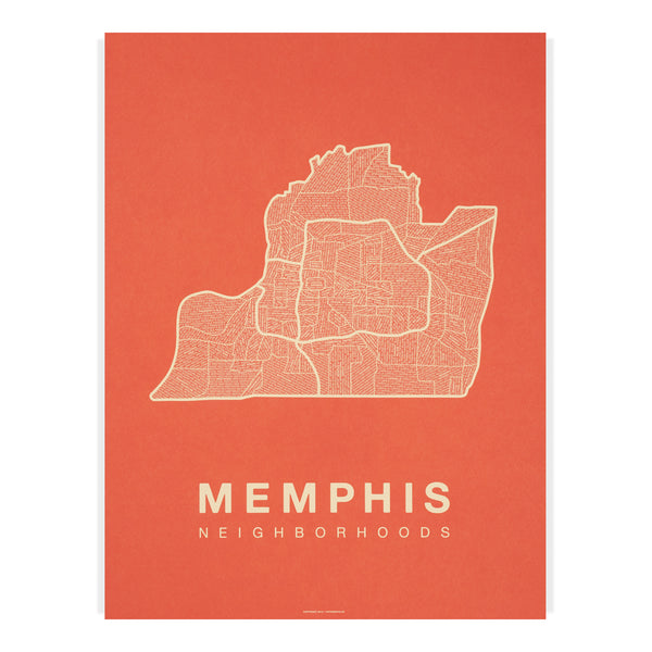 Memphis Neighborhood Map Poster, Memphis City Map Art Print