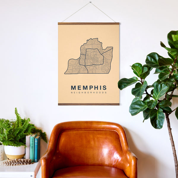 Memphis Neighborhood Map Poster, Memphis City Map Art Print