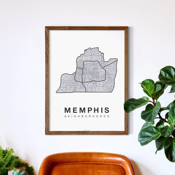 Memphis Neighborhood Map Poster, Memphis City Map Art Print