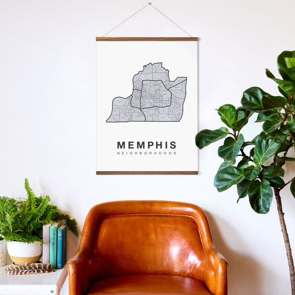 Memphis Neighborhood Map Poster, Memphis City Map Art Print